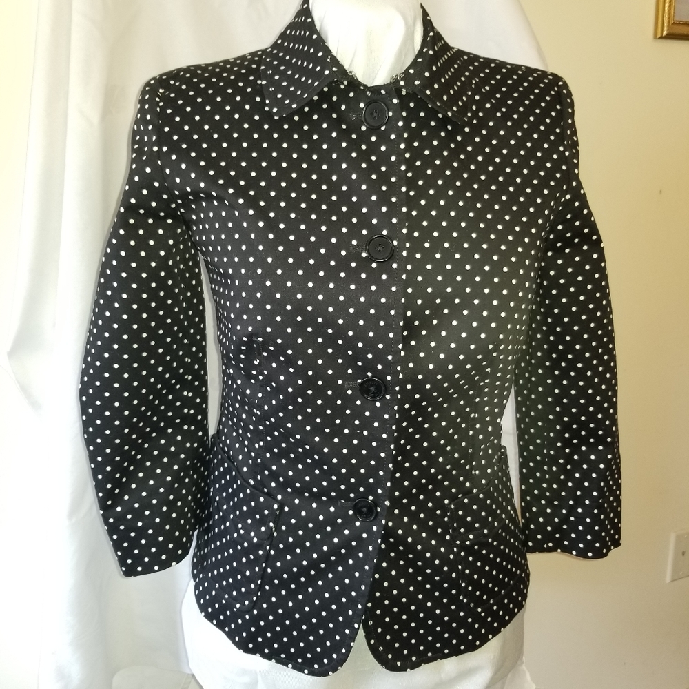 Talbots Black & White Polka Dot Button jacket